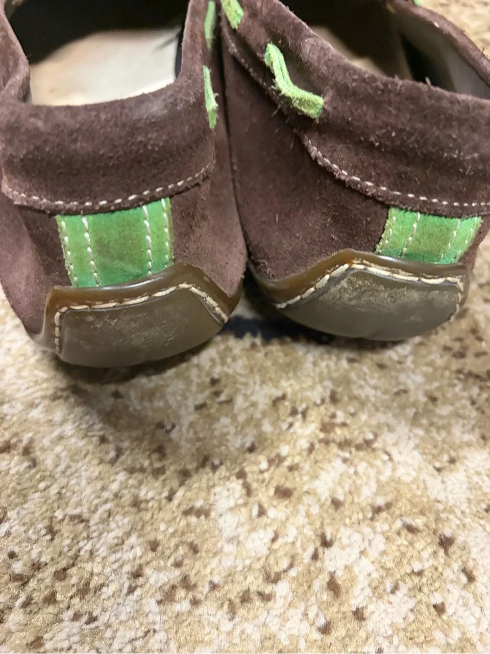 The Men's Store Brown Suede Loafers with Green Laces